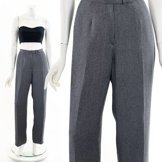 gray trousers, vintage gray pants, work pants, of… - image 1