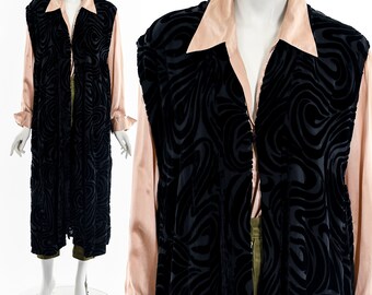 Schwarze Ausbrenner Seide Duster Weste Boho