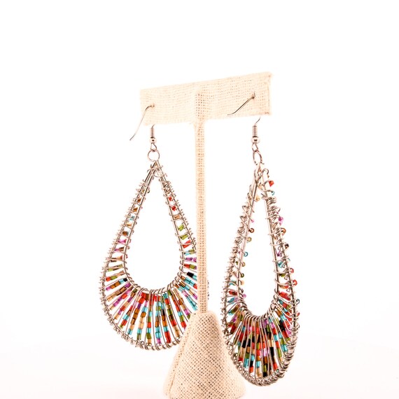 metallic rainbow peacock earrings,bohemian rainbo… - image 6