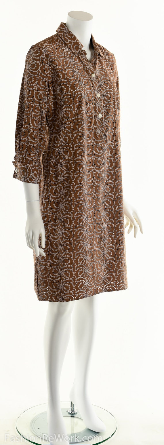 Brown Eyelet Dress, 90's Shirt Dress, Button Down… - image 4