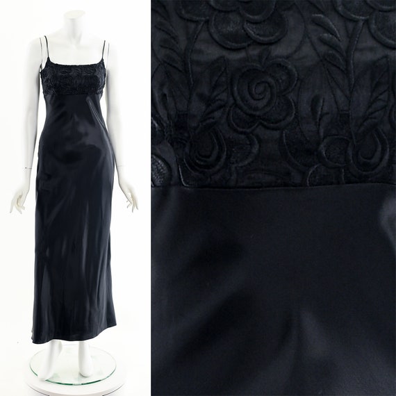 Black Empire Waist Slip Dress - image 3