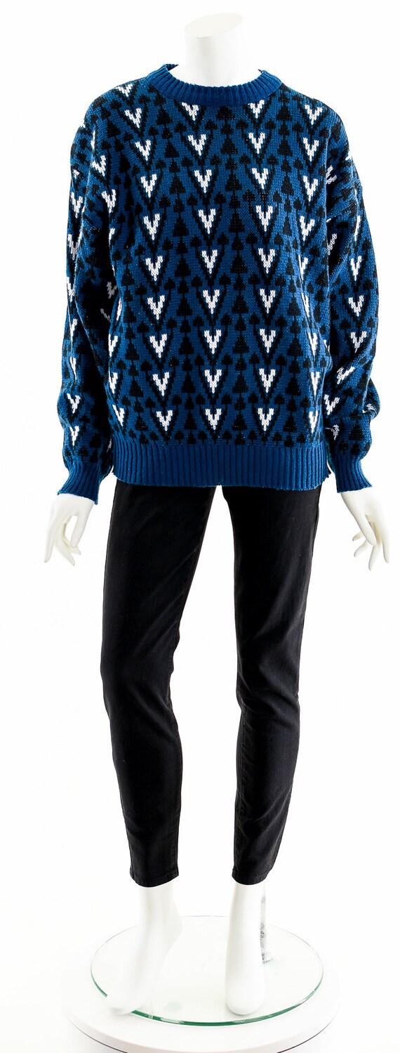 Blue + Black Geometric Sweater - image 4