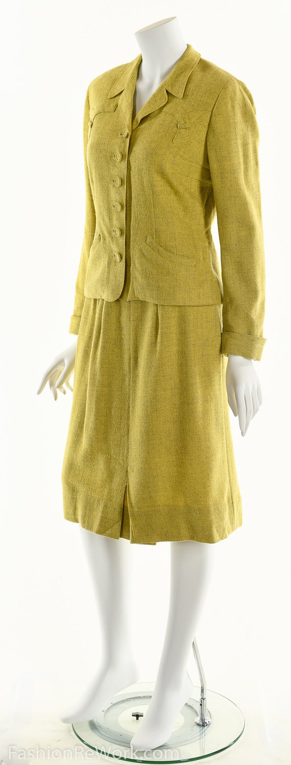 40's suit,vintage 1940's suit, yellow suit, skirt… - image 8
