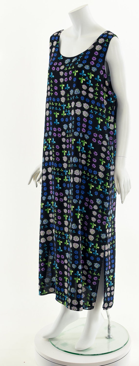Navy Blue Printed Reversible Chiffon Maxi Dress - image 10