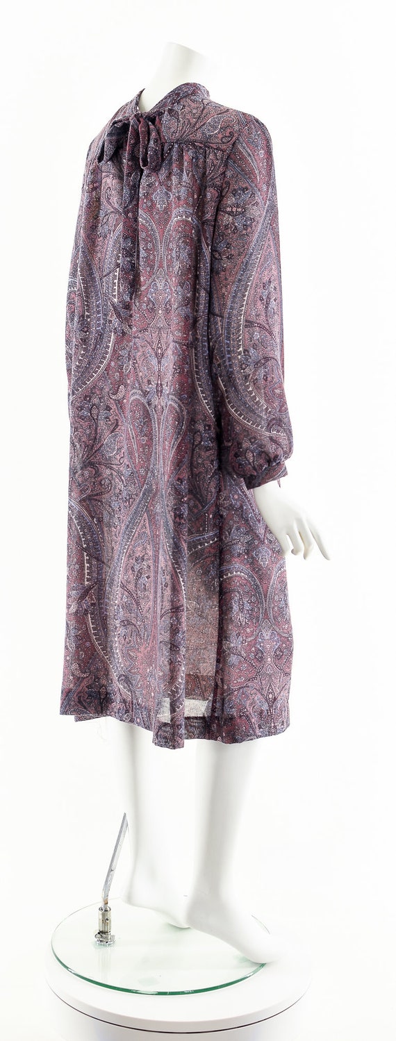 Victorian Purple Paisley Dress,Bow Tie Neck Dress… - image 6