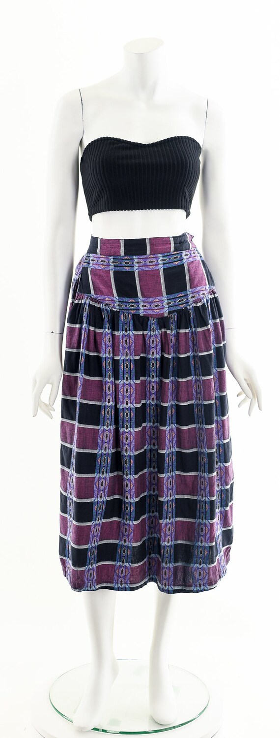 Purple Checkered Mini Skirt,Vintage Pleated Woven… - image 4