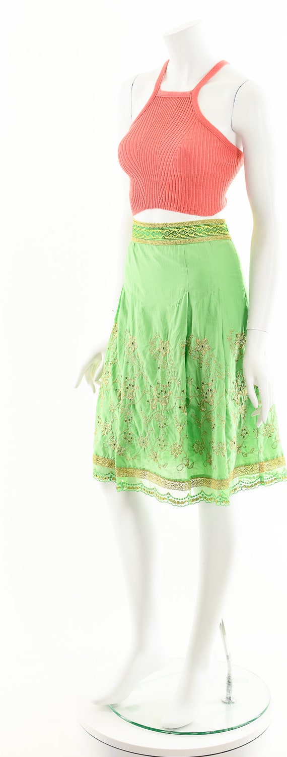 Green Eyelet Skirt,Full Circle Skirt,Lime Green S… - image 10