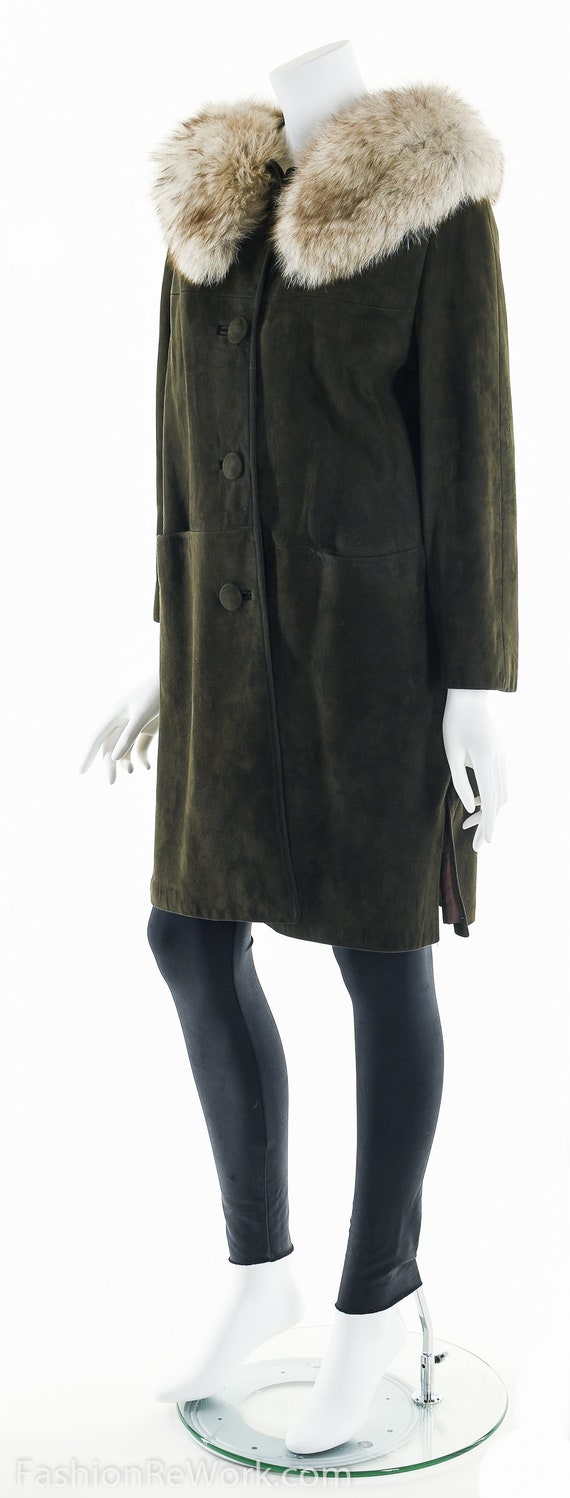 60's Suede Leather Coat, Brown Suede Coat, Mink F… - image 6