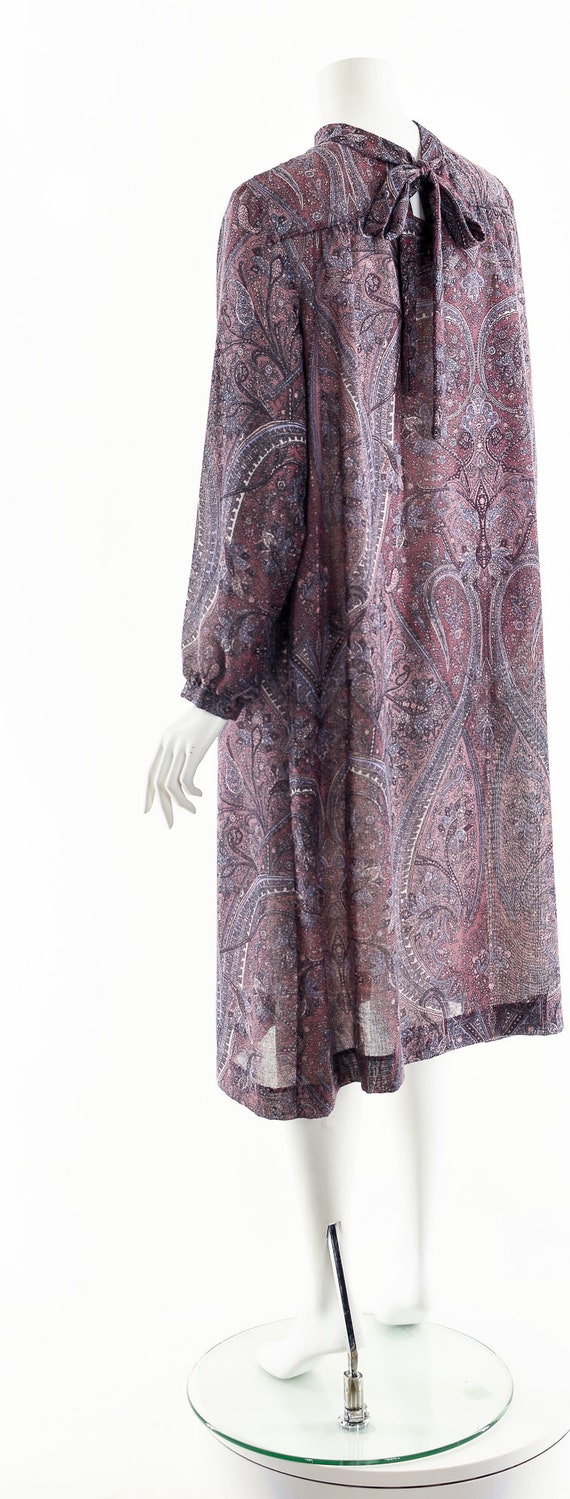 Victorian Purple Paisley Dress,Bow Tie Neck Dress… - image 8