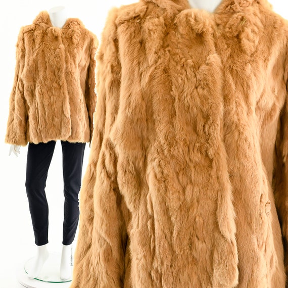 Golden Brown Fur Coat,Rabbit Fur Coat,Oversized H… - image 2