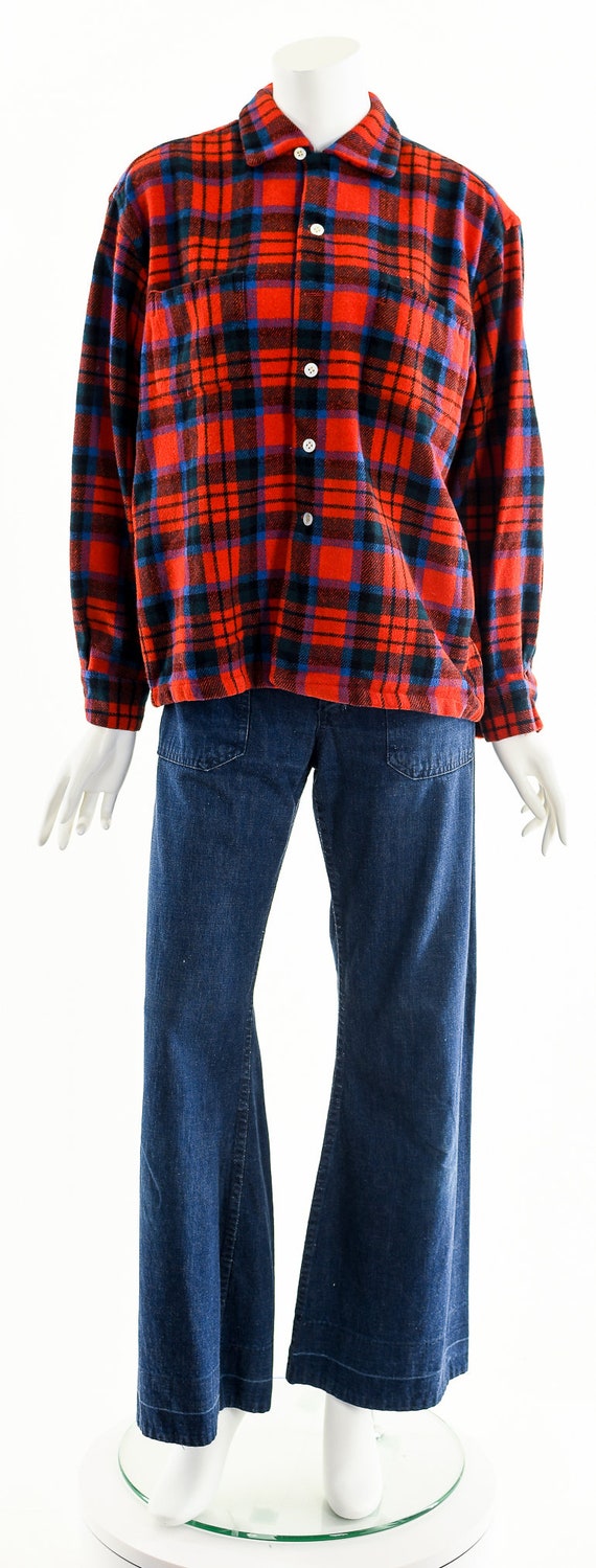 Wool Plaid Button Down,Vintage Checkered Blouse,R… - image 4