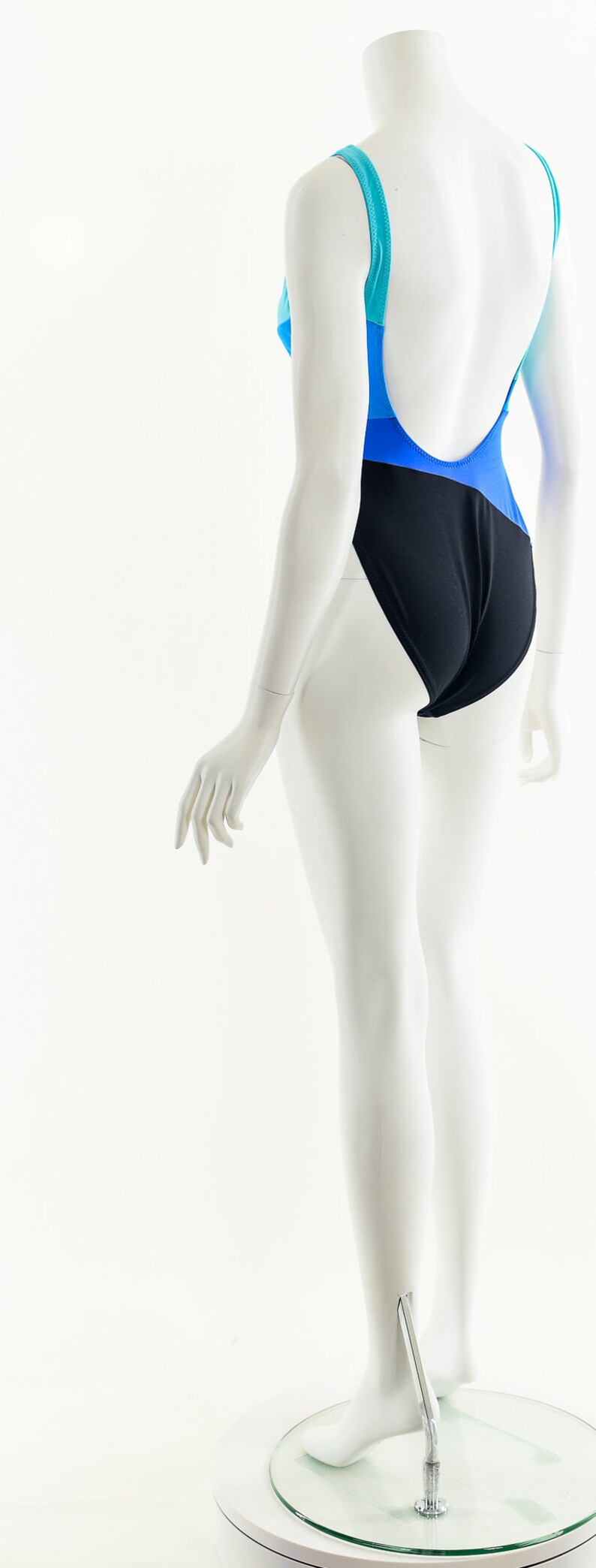 Brazilian Colorblock One Piece Swimsuit,Blue Panel High Cut Bathing Suit,Vintage Brazilian Swimsuit,High Cut Bikini Option,Low Cut Back, image 8