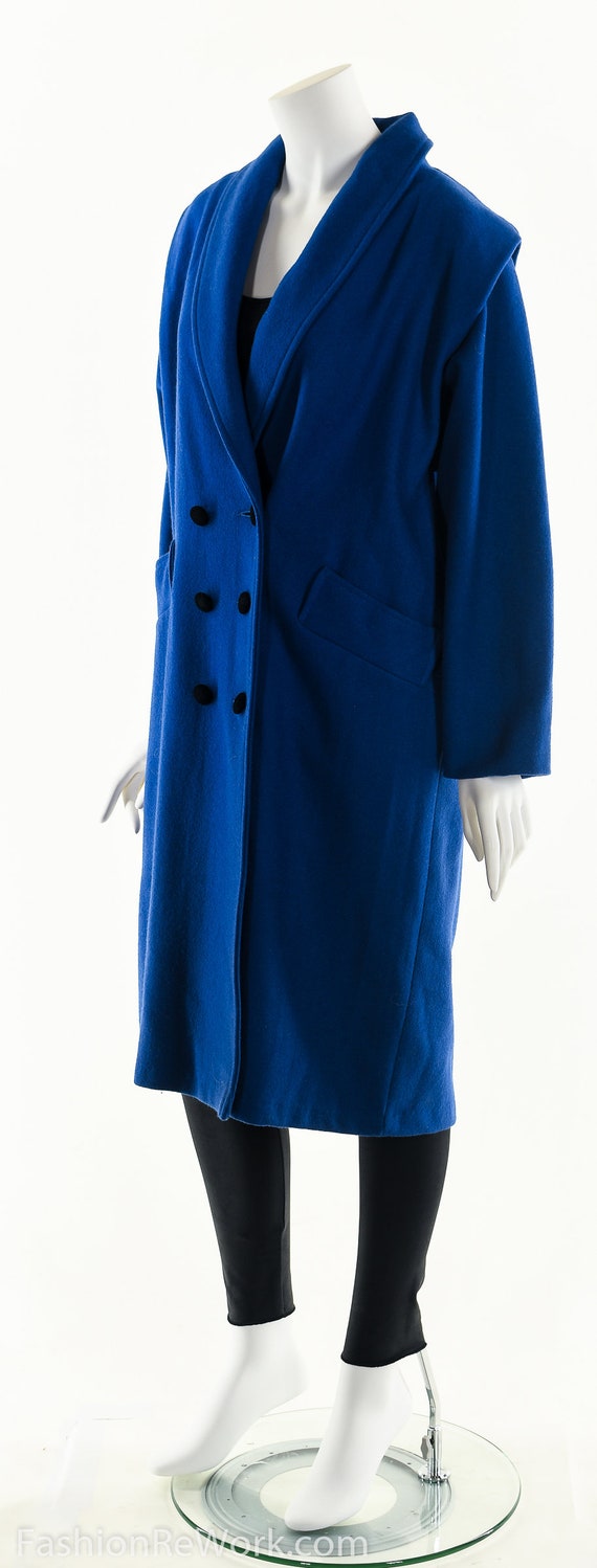 Blue Wool Trench Coat, Wool Overcoat Peacoat,Vint… - image 7