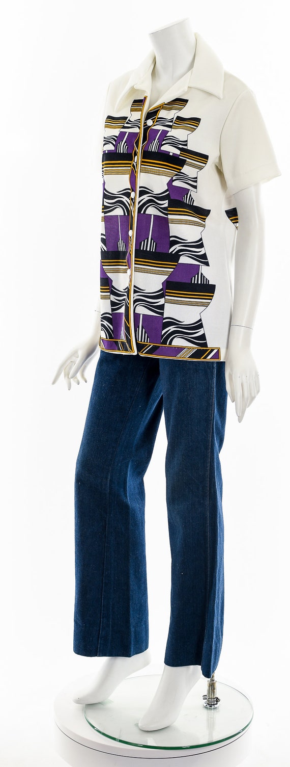 Psychedelic All Over Print Button Down Top - image 10