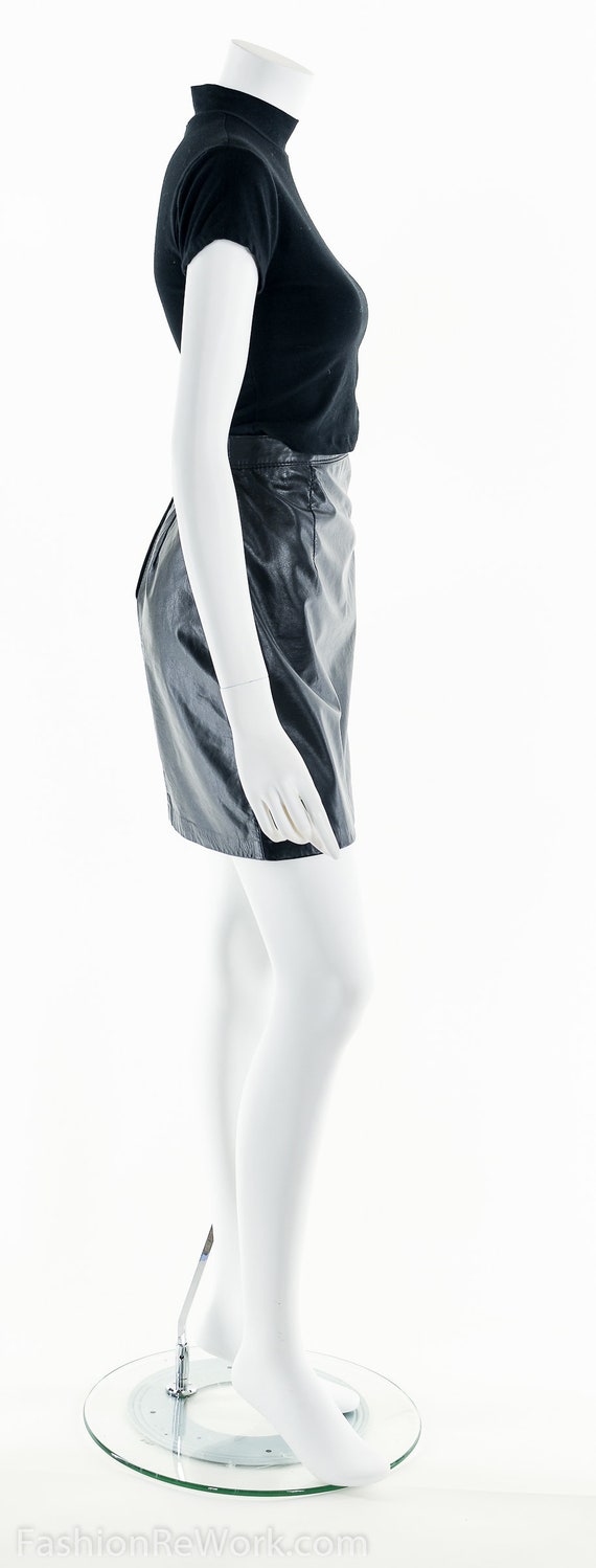 Black Leather Skirt,Leather Mini Skirt,Leather Sk… - image 4