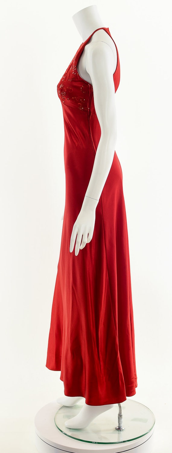 Red Halter Dress,Satin Maxi Dress,Racer Back Red Dres… Gem