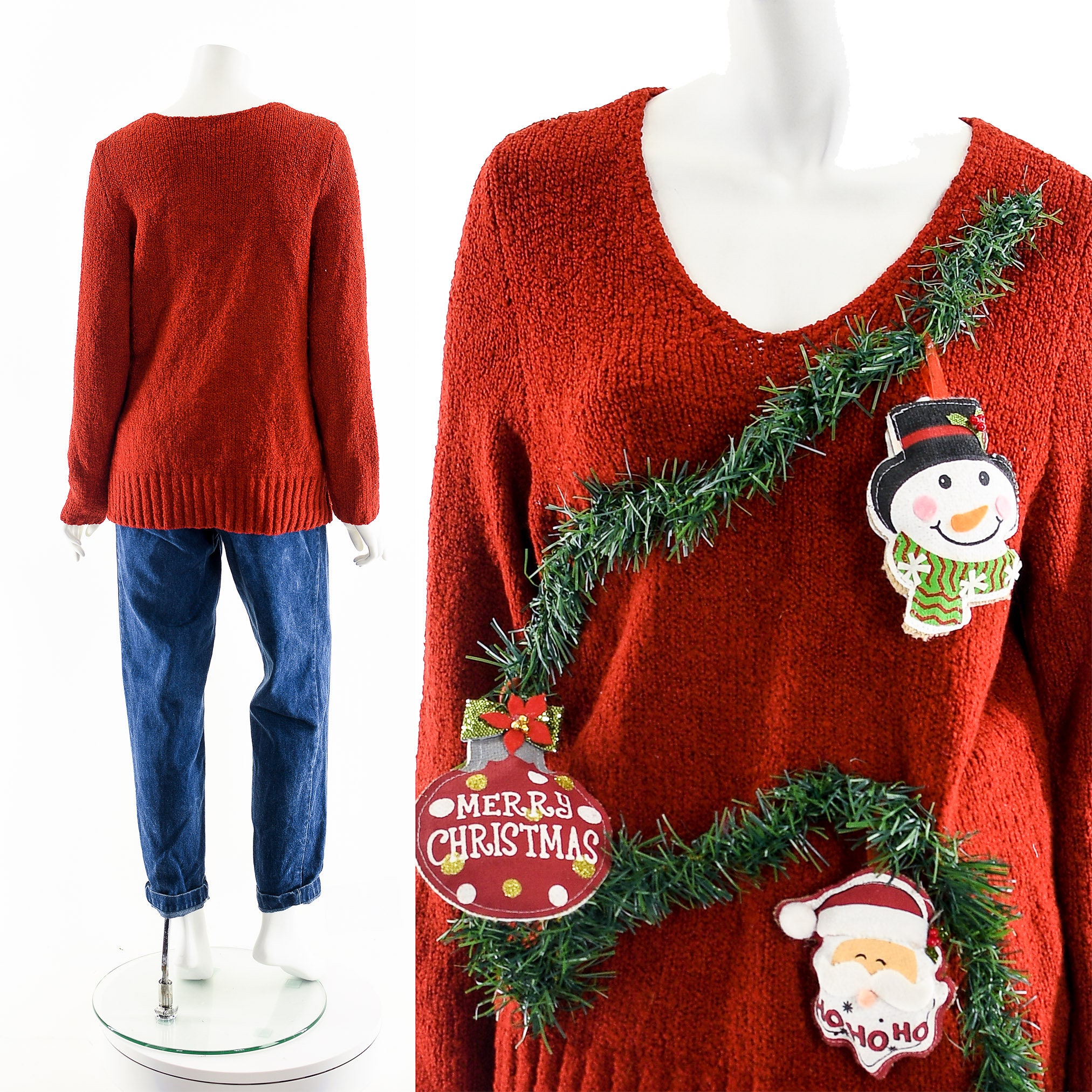 Ugly Christmas Sweater,Santa Sweater,Tacky Christmas Sweater,Festive Holiday Jumper,Winter Wonderland,Santa Clause Costume,Santa Top,St Nick