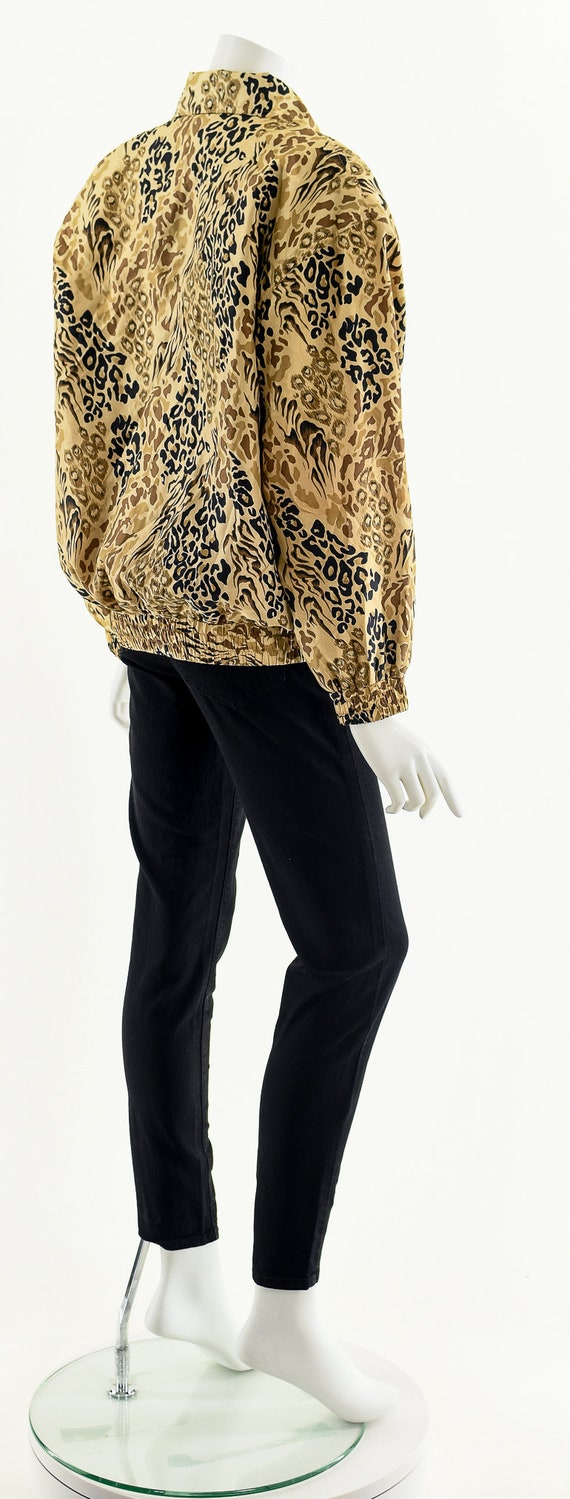 leopard cheetah print silk bomber jacket, 90s bom… - image 6