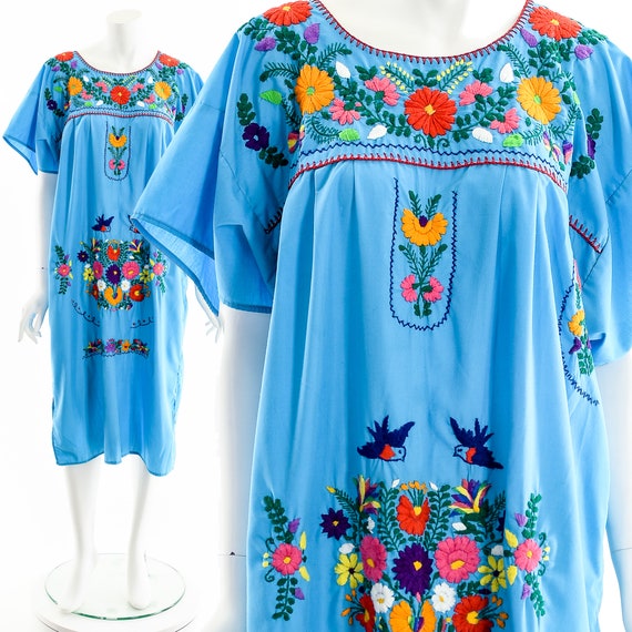 Hand Embroidered Flower and Bird Dress - image 2