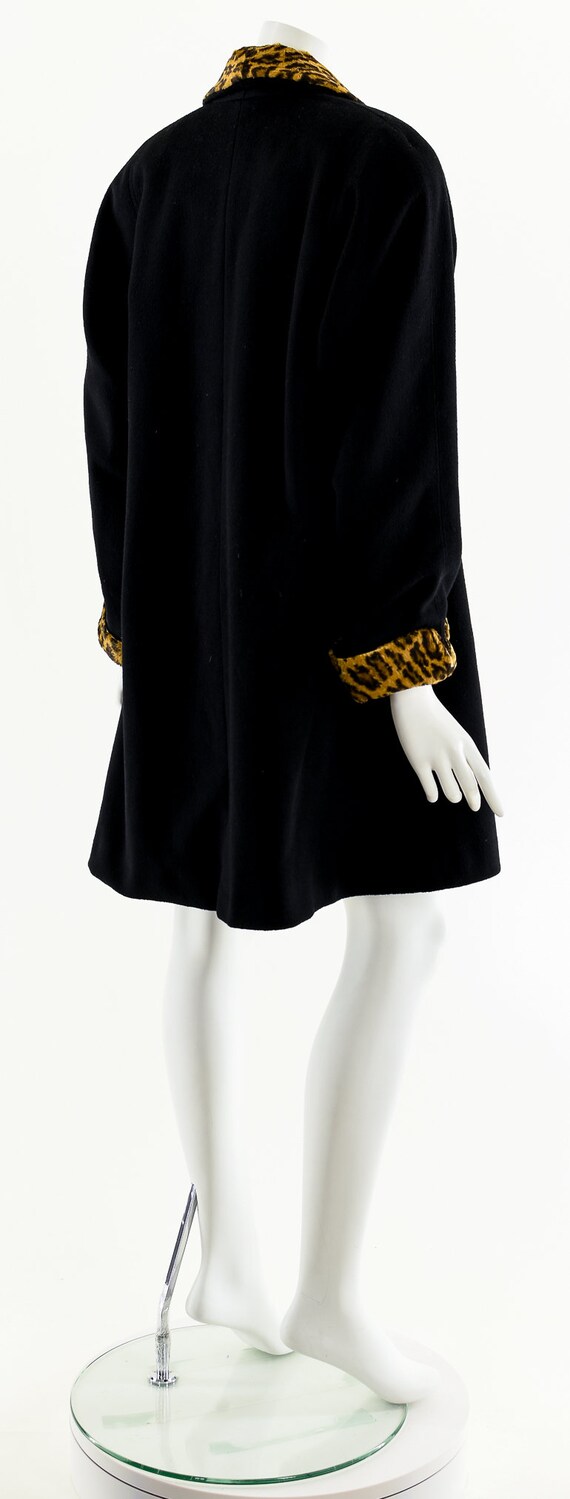 Black Cheetah Wool Swing Coat - image 6