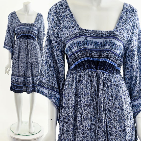 Blue Baby Doll Dress,India Gauze Babydoll Dress,B… - image 1