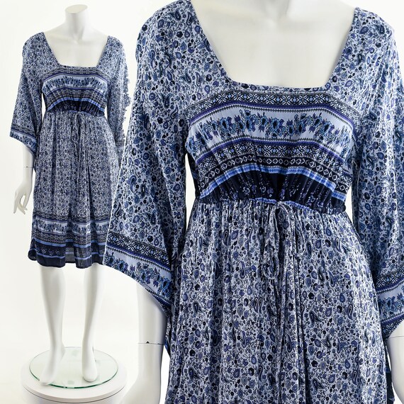 Blue Baby Doll Dress,India Gauze Babydoll Dress,Boho … Gem