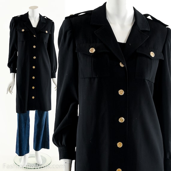 Black Military Trench,Military Inspired Duster,Vi… - image 1