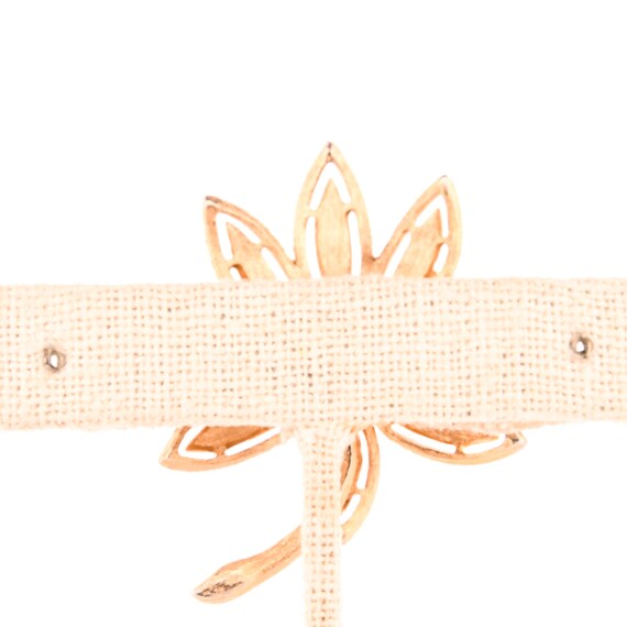 Gold Lotus Flower Brooch Pin - image 5