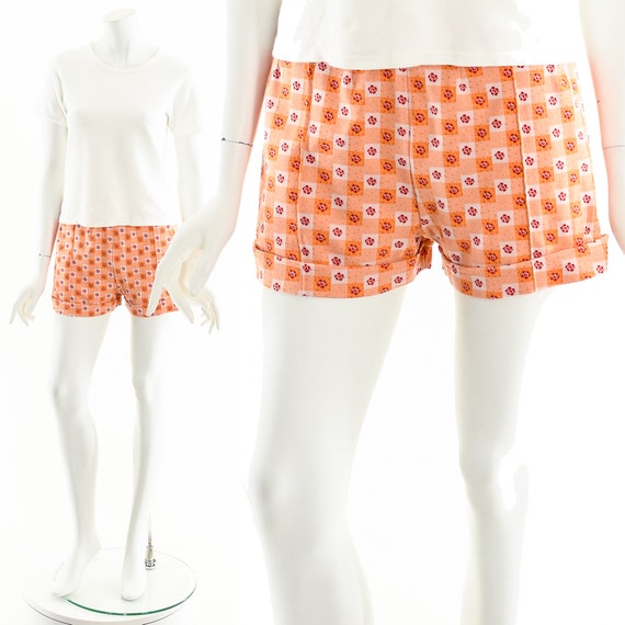 60s orange hot pants,orange shorts,vintage70s sho… - image 2