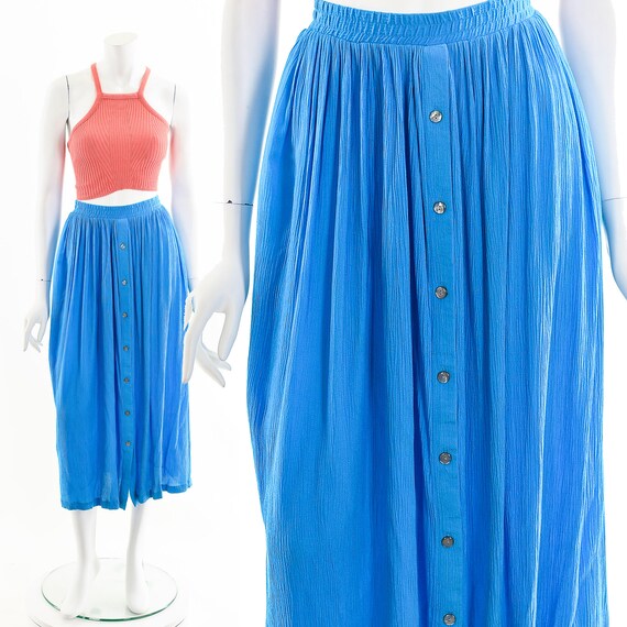 Blue Crinkle Gauze Skirt - image 1