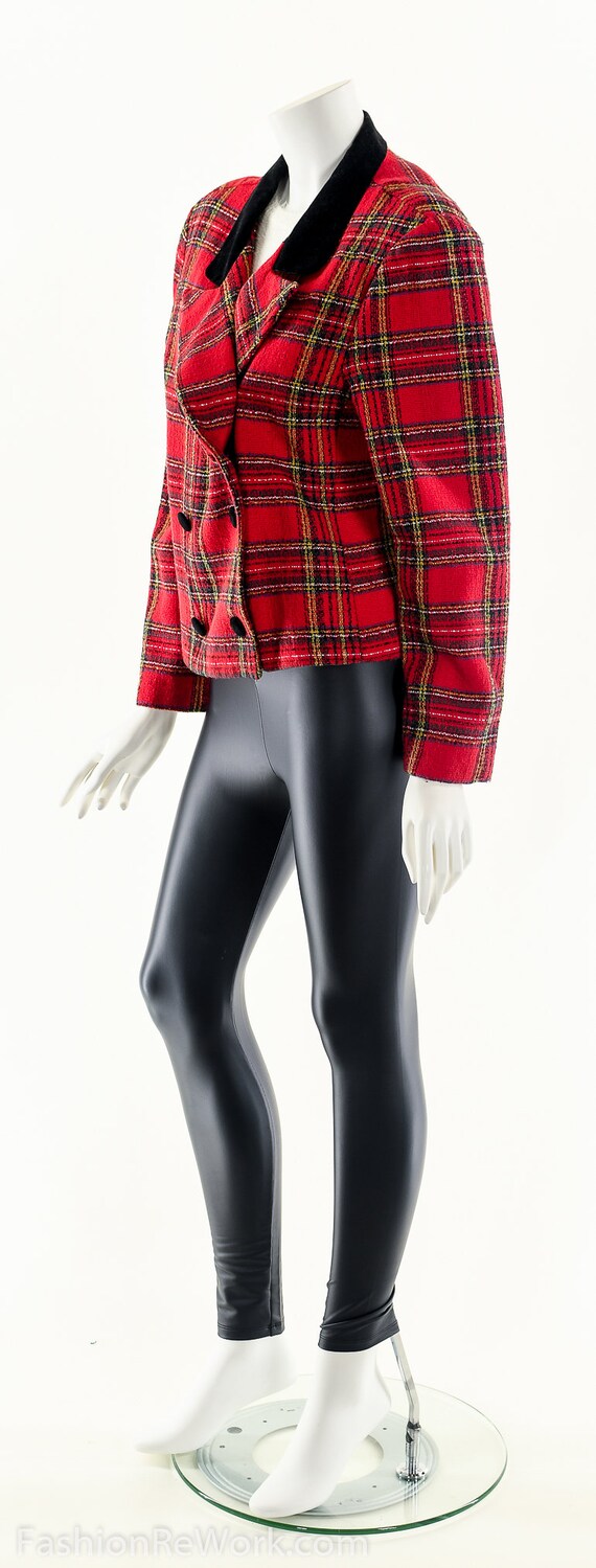 Cropped Plaid Jacket,Red Cluless Jacket,Double Br… - image 5