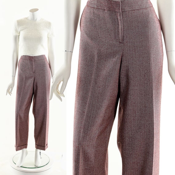Menswear Inspired Pants,Burgundy Wool Pants,Worste