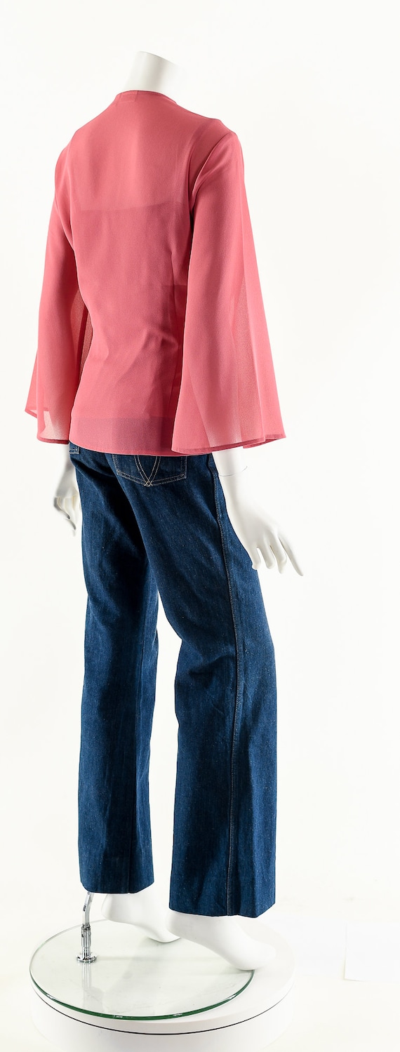 Sheer Dusty Pink Wrap Blouse, 2000s - image 6