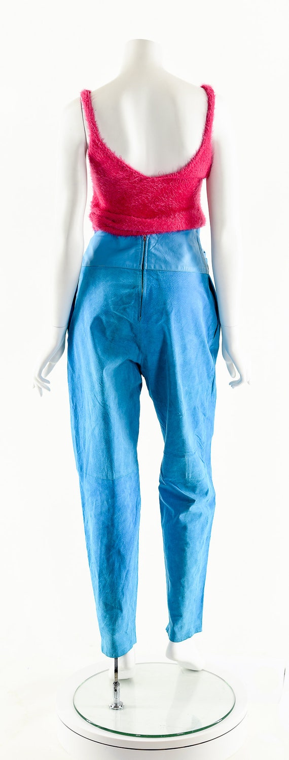 Blue Suede Pants,Turquoise Leather Pants,Tuxedo I… - image 7