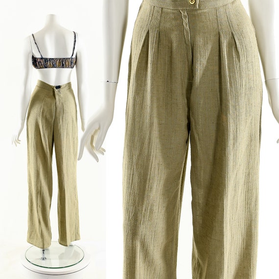 Minimalist Gauze Pants,High Waist Tan Pants,Struc… - image 2