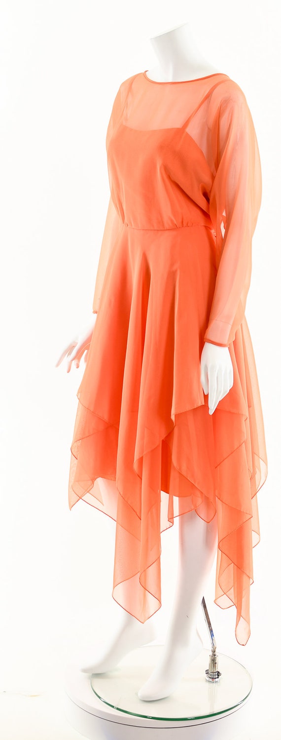 Peach Chiffon Silk Maxi Dress,Royal Blue Goddess … - image 10