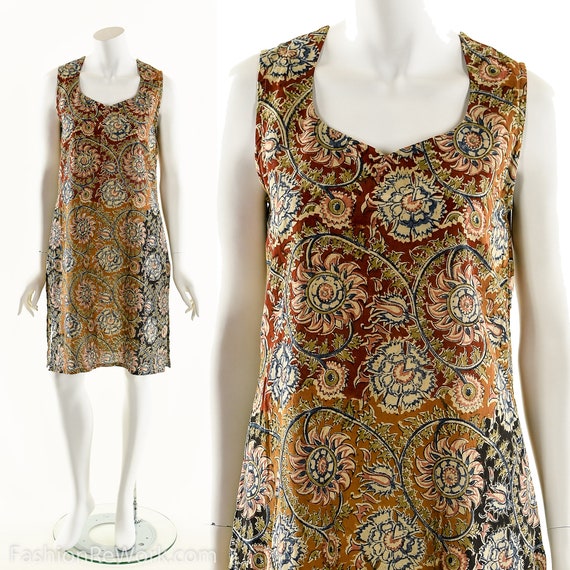 70s Boho Dress,Block Print Tent Dress,India Block… - image 1