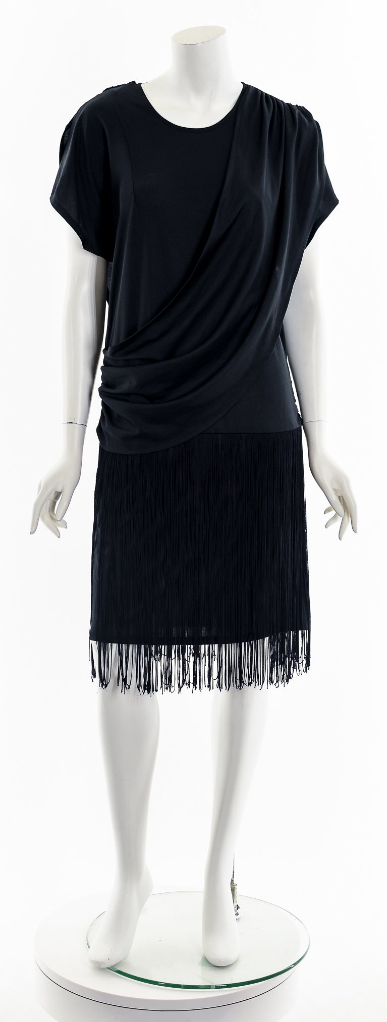 drop waist fringe dress Sleeveless Shift Dress With Tiered Skirt | Fit and Flare main image 1