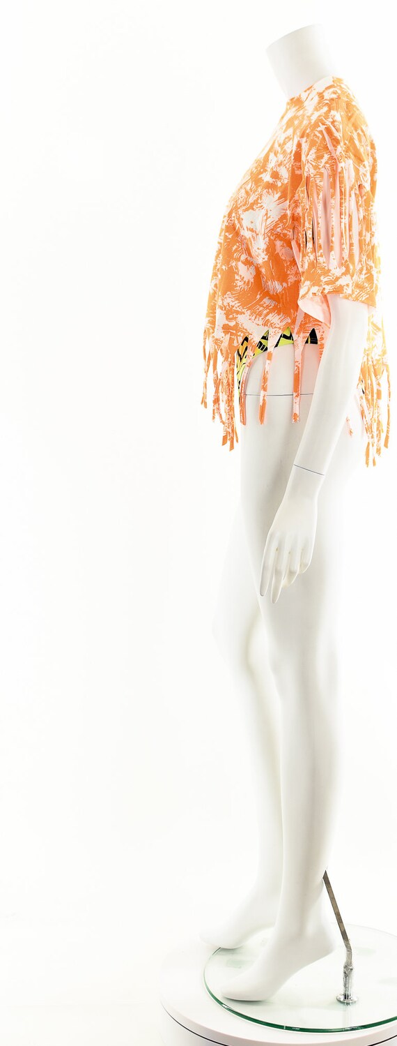 orange fringe crop top - image 9