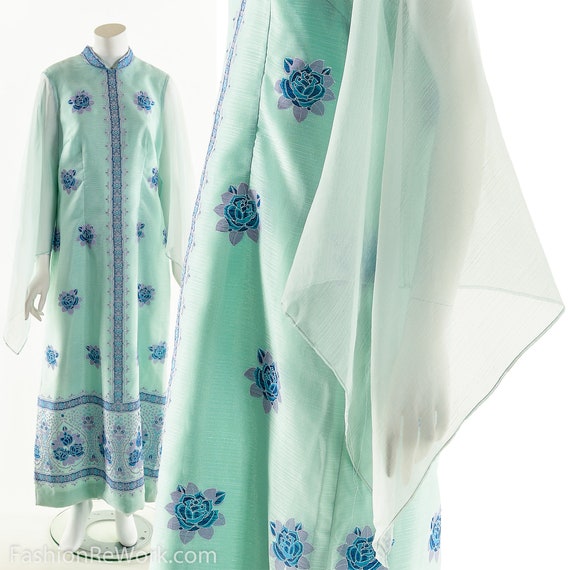 ALFRED SHAHEEN Dress,70s Rose Mandala Dress,Angel… - image 8