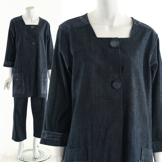 Two Piece Denim Suit, Dark Denim Suit, Denim High