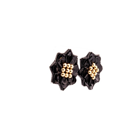 black carnival earrings,sequin beaded statement e… - image 8