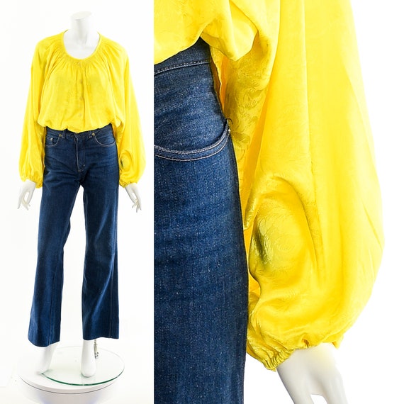 Yellow Balloon Sleeve Blouse,Vintage Sunny Yellow… - image 3