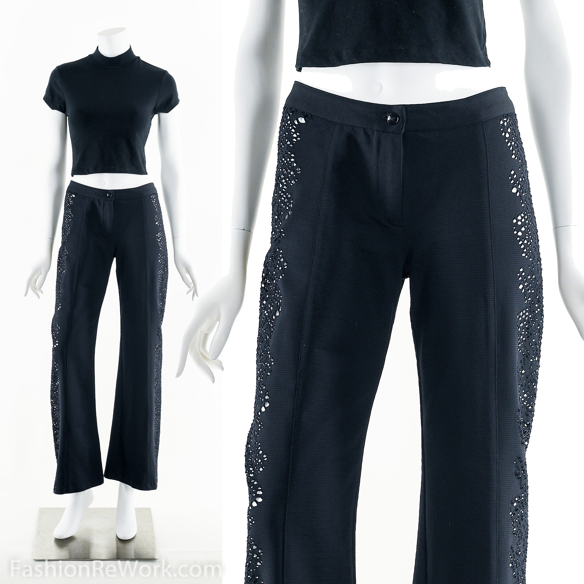 Cutout Low Rise Black Pants 00's - Etsy