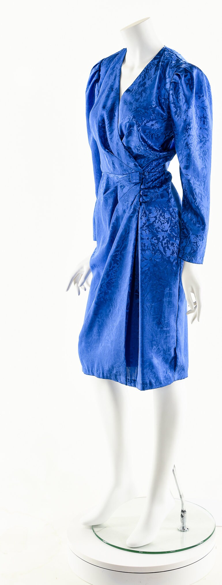 sapphire blue wrap dress BLUE SAPPHIRE Satin Maxi Dress with Cut Out Long Sleeves
