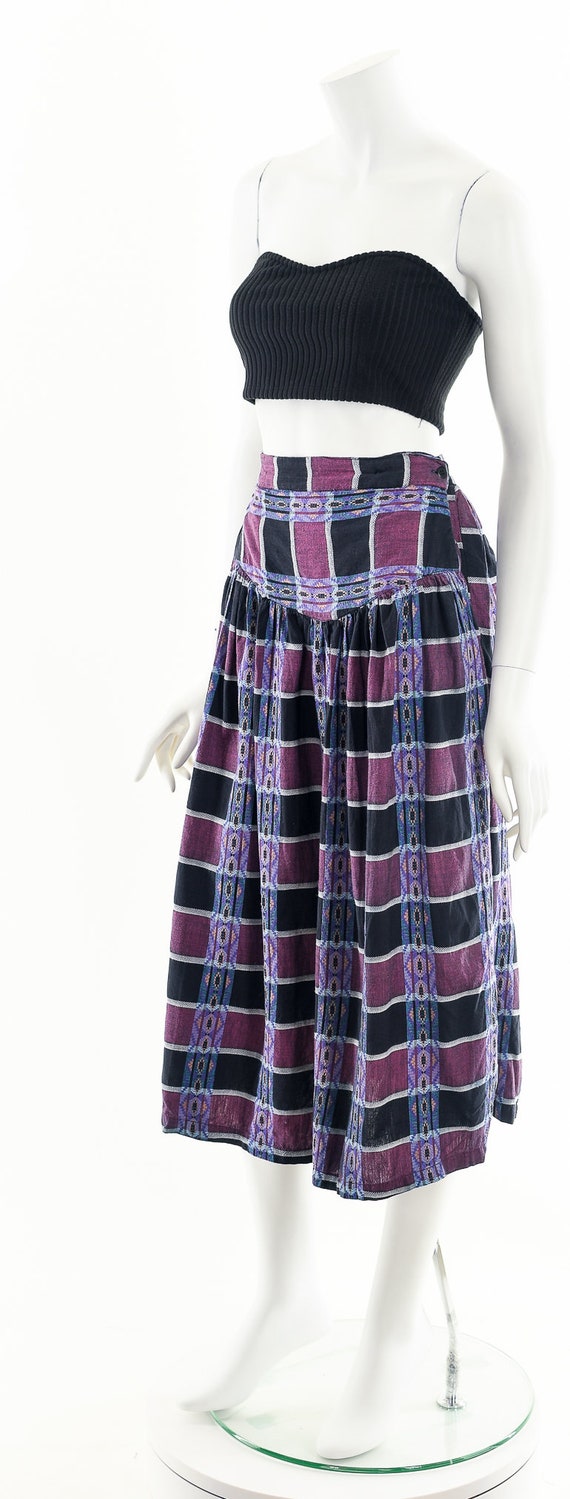 Purple Checkered Mini Skirt,Vintage Pleated Woven… - image 10