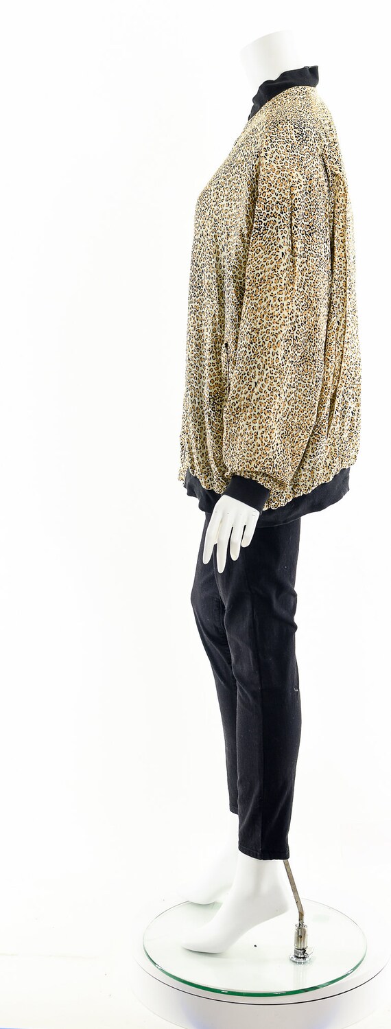 Leopard Cheetah Silk Bomber Jacket - image 9