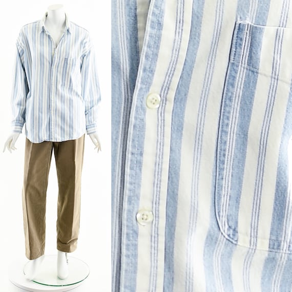 Striped Cotton Chambray Button Down - image 3