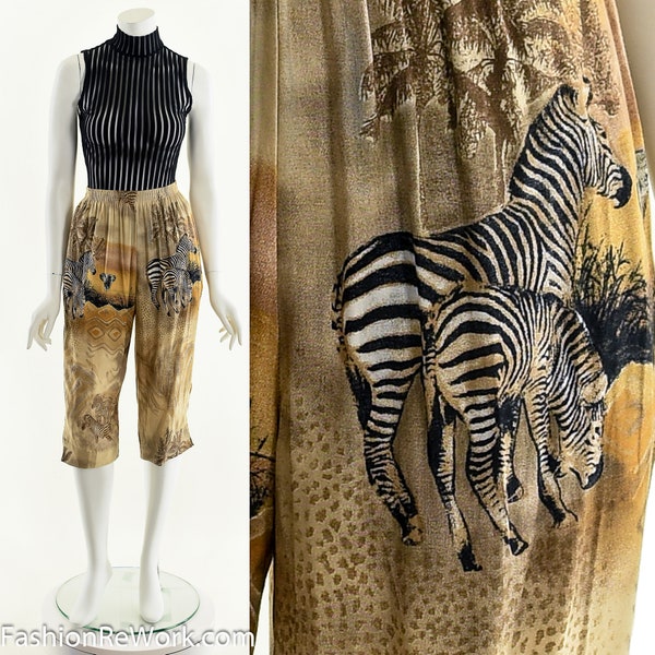 Sahara Pants, Zoo Culottes, 90s Linen Bloomers