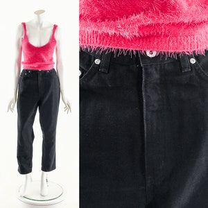 High Waist Black Denim Pants 90s Mom Jeans